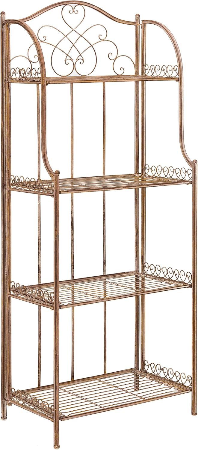 Plants X - Vintage viktorianisches Eisen-Bäckerregal mit 4 Ebenen,