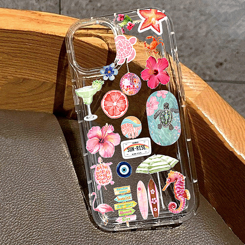 Plants X - Klare Hülle mit Blumen-Surfbrett-Aufdruck für iPhone